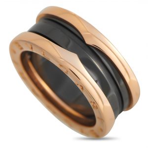 BVLGARI B.ZERO1 18K ROSE GOLD CERAMIC BAND RING