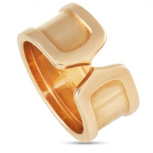 CARTIER DOUBLE C 18K YELLOW GOLD WIDE BAND RING