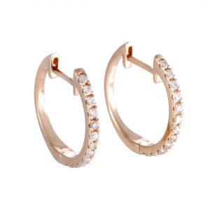 .75CT SMALL 14K ROSE GOLD DIAMOND HOOP EARRINGS
