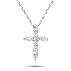 TIFFANY & CO. PLATINUM 0.42 CT DIAMOND CROSS NECKLACE